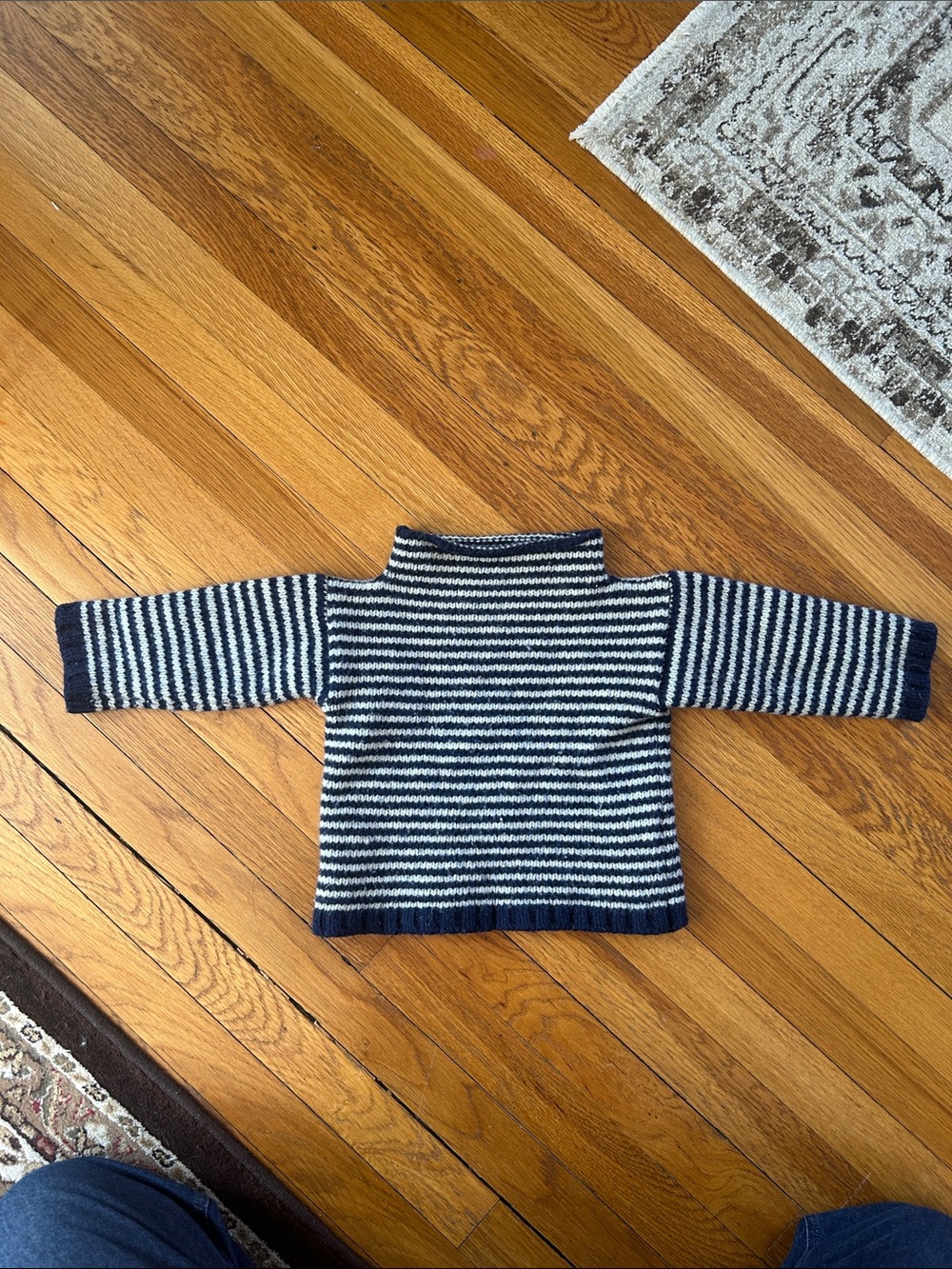 Babaa Navy and Cream Striped Knit Top 3-4y